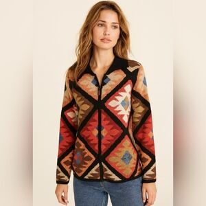 Northern Isle Multi-color‎ Tribal Print Ramie Jacket